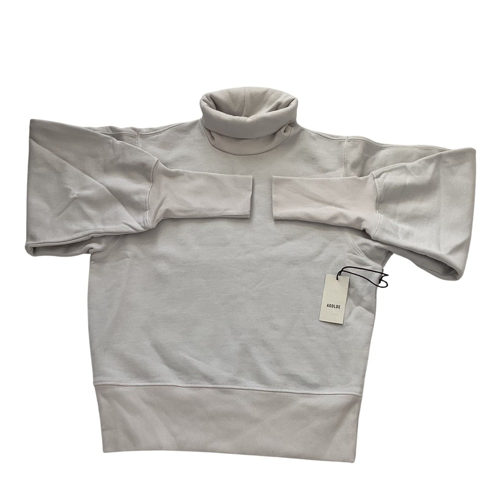 AGOLDE‎ Extended Rib Turtleneck Sweatshirt Paper Mache XS 100% Cotton